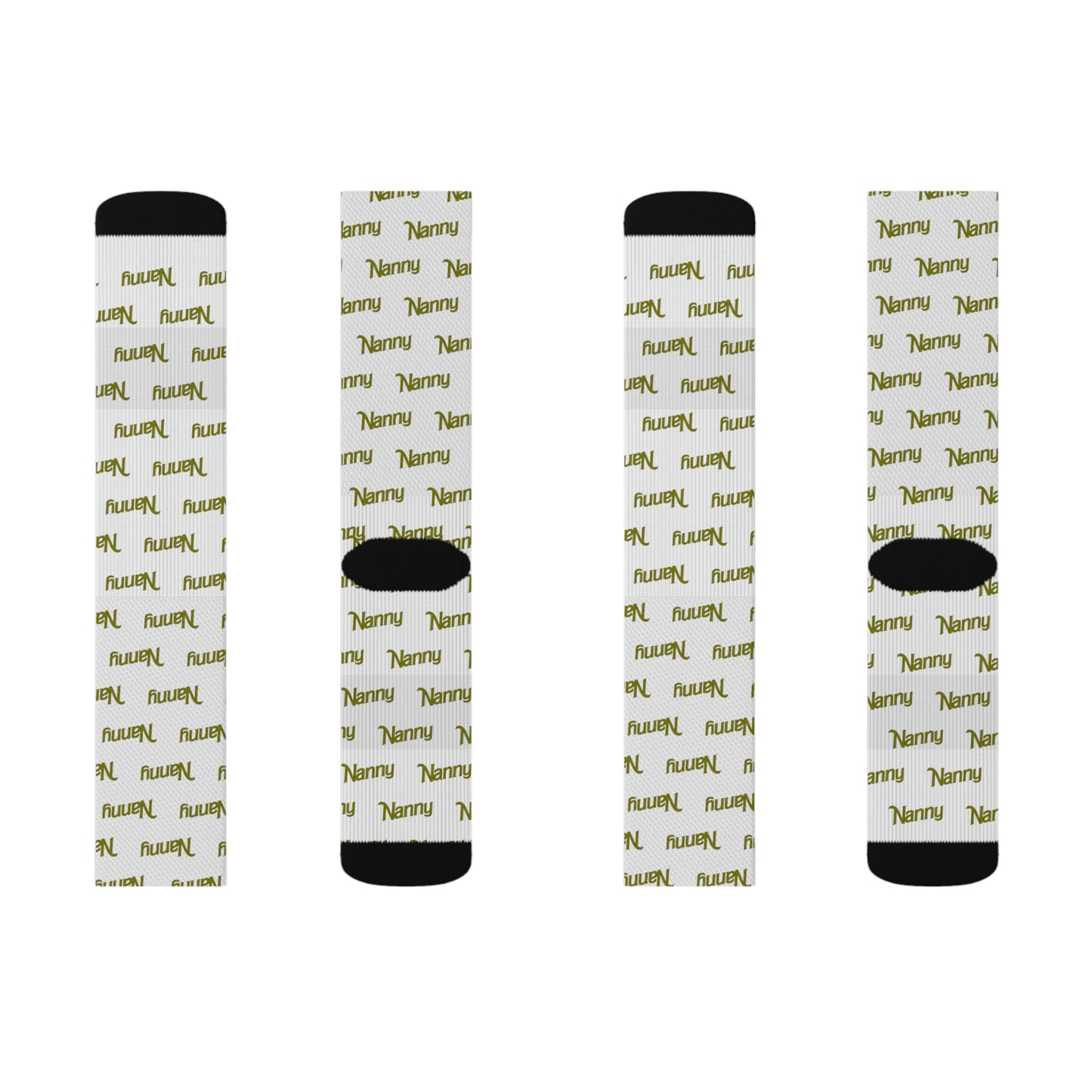 Nanny - Allover Print Socks - Olive Green