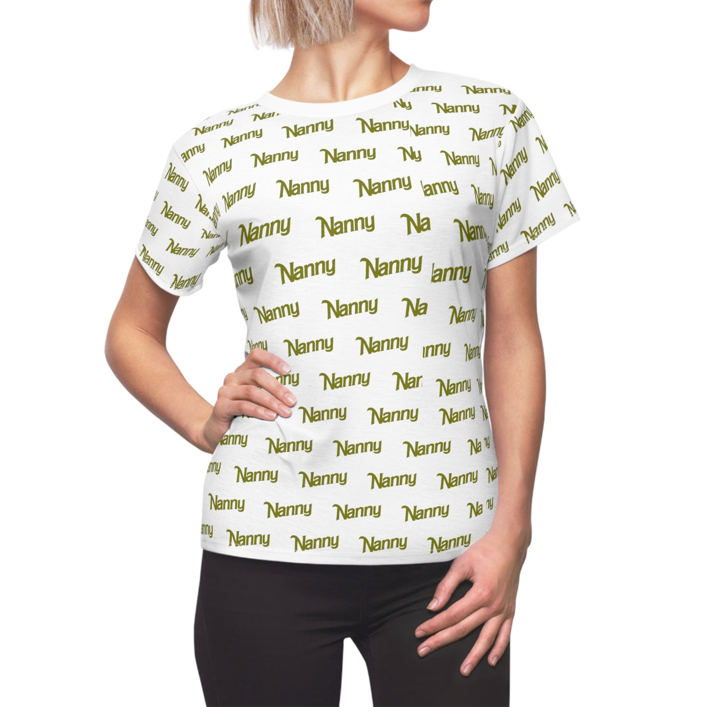 Nanny - Women's Cut & Sew Tee (AOP) - Olive Green