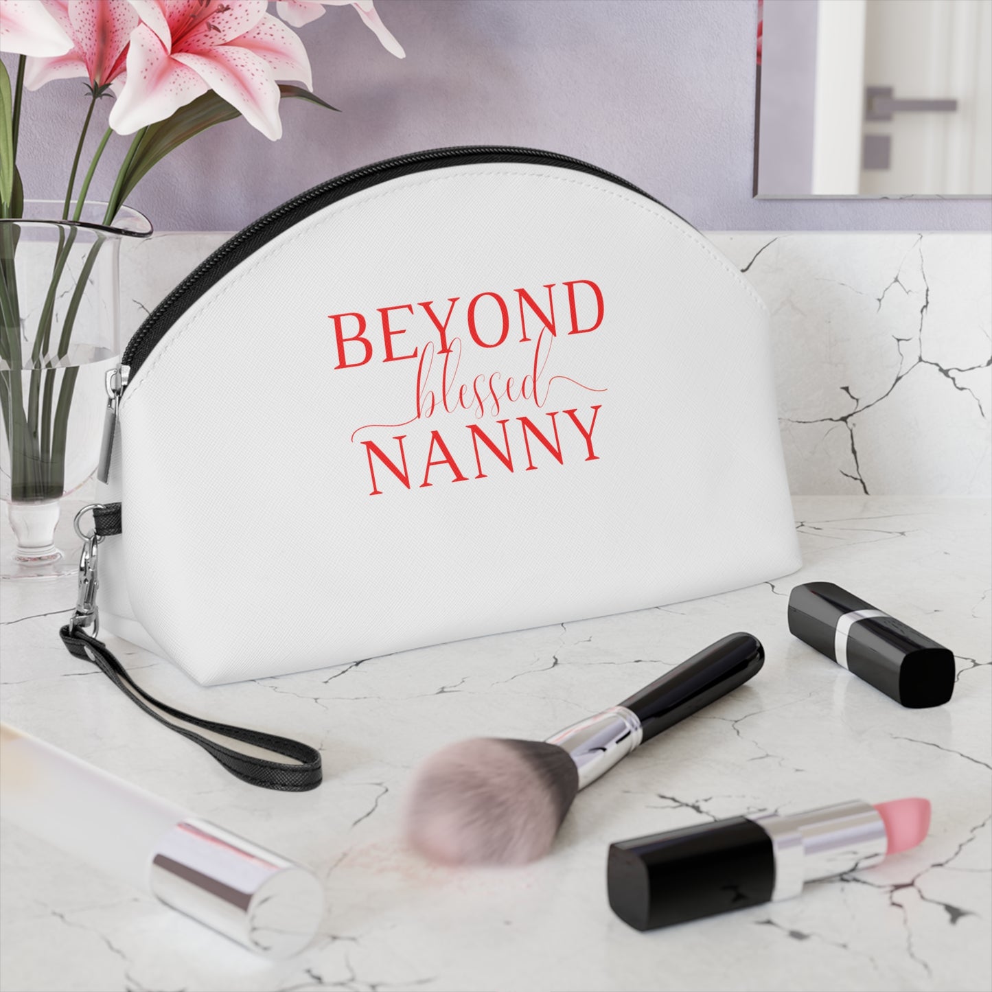 Beyond Blessed Nanny - Makeup Bag - Red