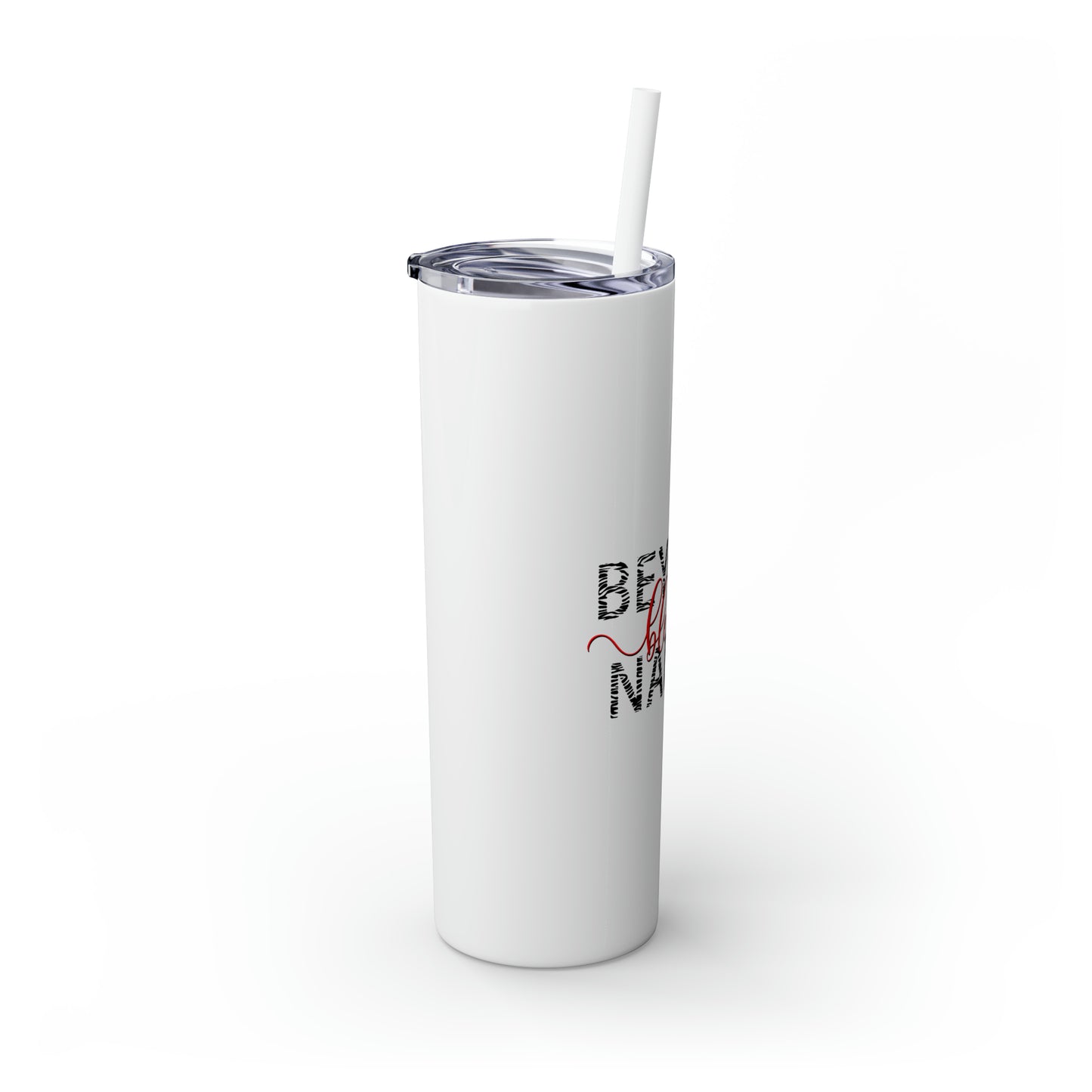Beyond Blessed Nanny - Zebra Print -Skinny Tumbler with Straw, 20oz