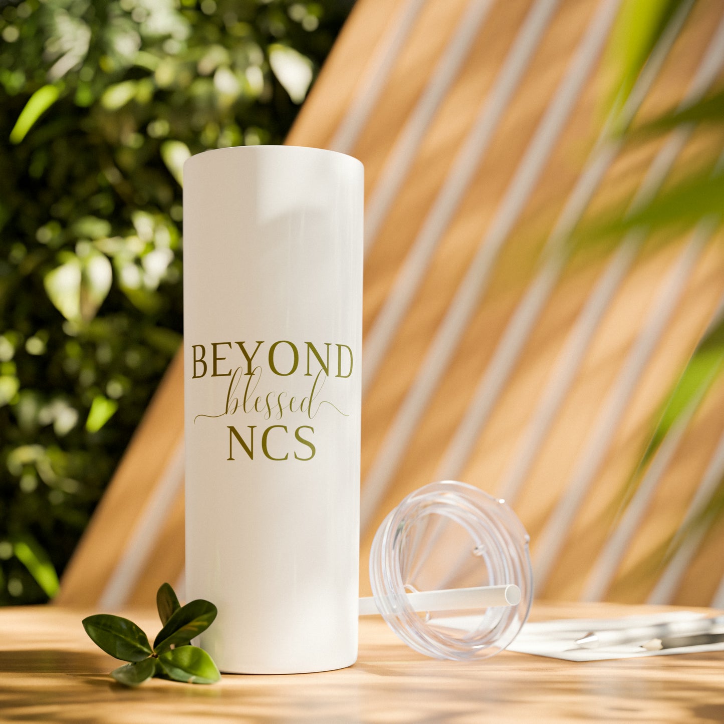 Beyond Blessed NCS - Plain Skinny Tumbler with Straw, 20oz - Olive Green