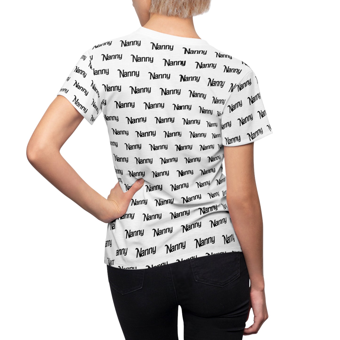 Nanny - Women's Cut & Sew Tee (AOP) - Black