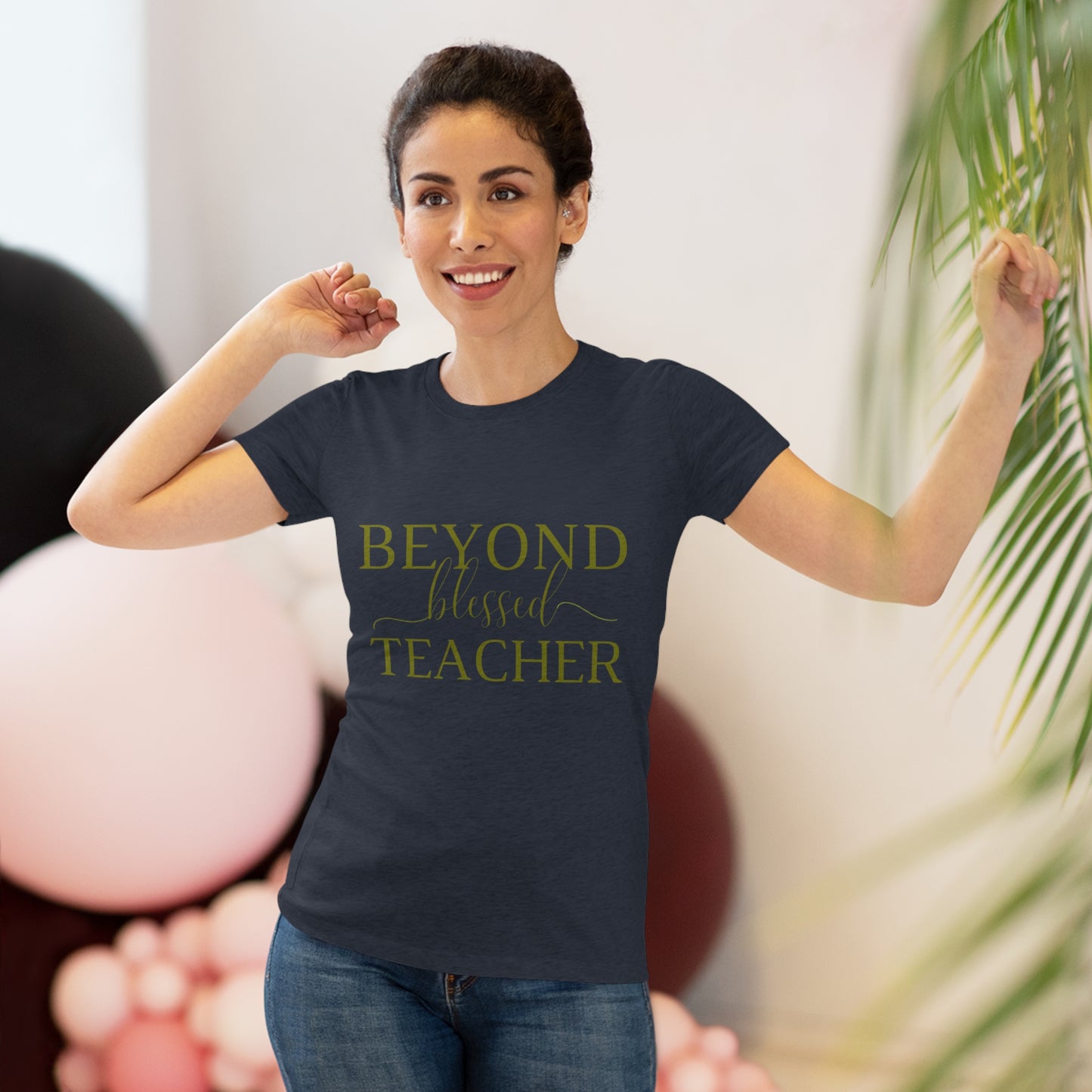 Beyond Blessed Teacher - Women's Triblend Tee - Olive Green