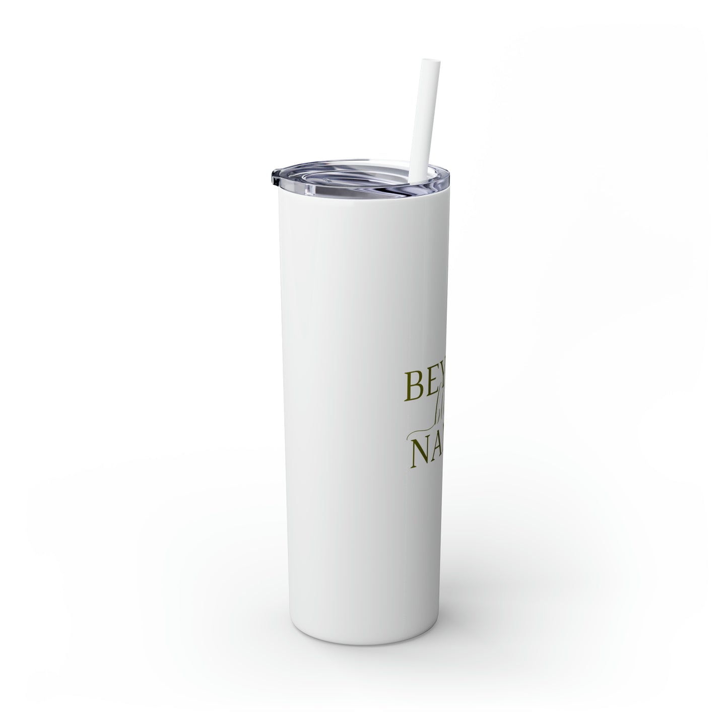 Beyond Blessed Nanny - Plain Skinny Tumbler with Straw, 20oz - Olive Green