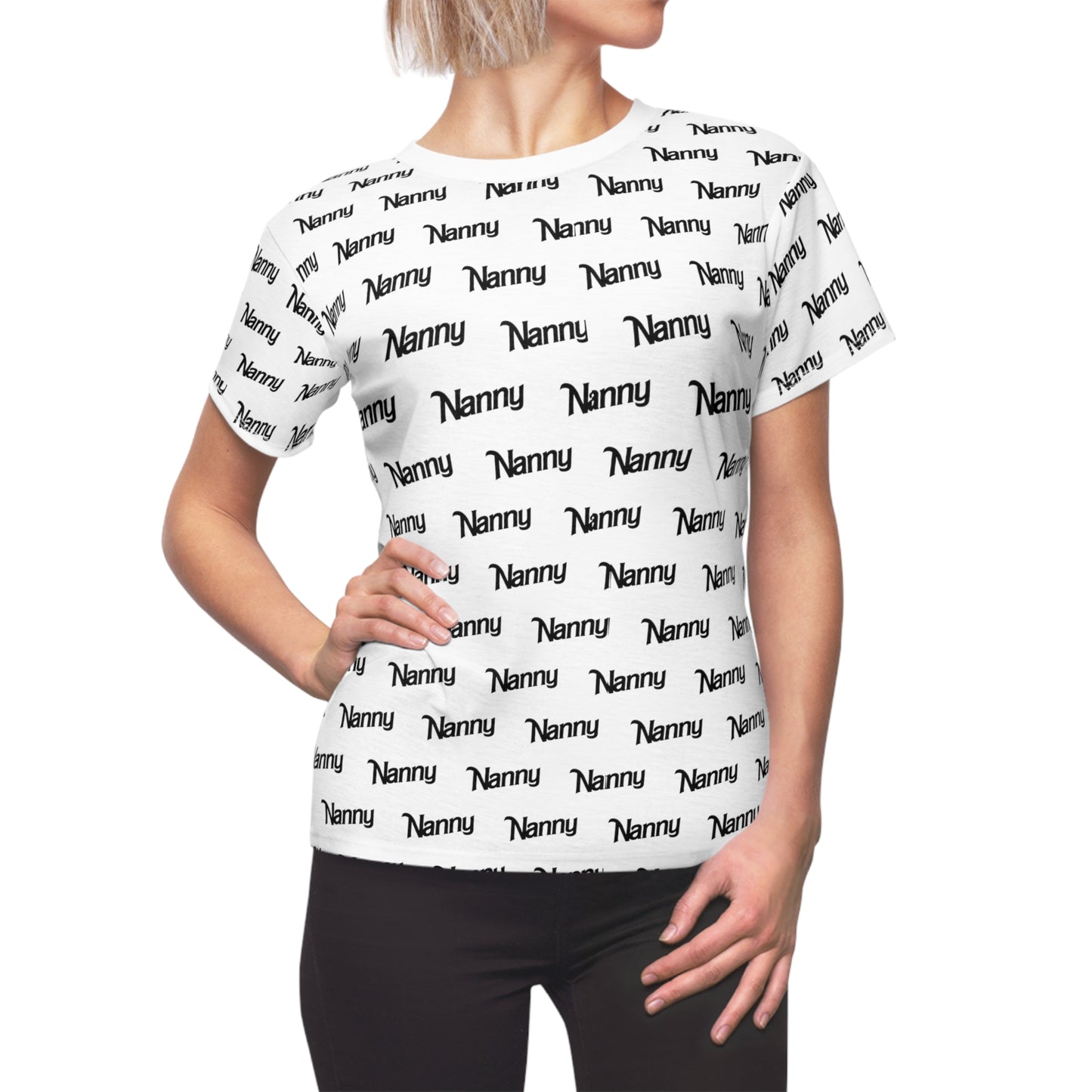 Nanny - Women's Cut & Sew Tee (AOP) - Black