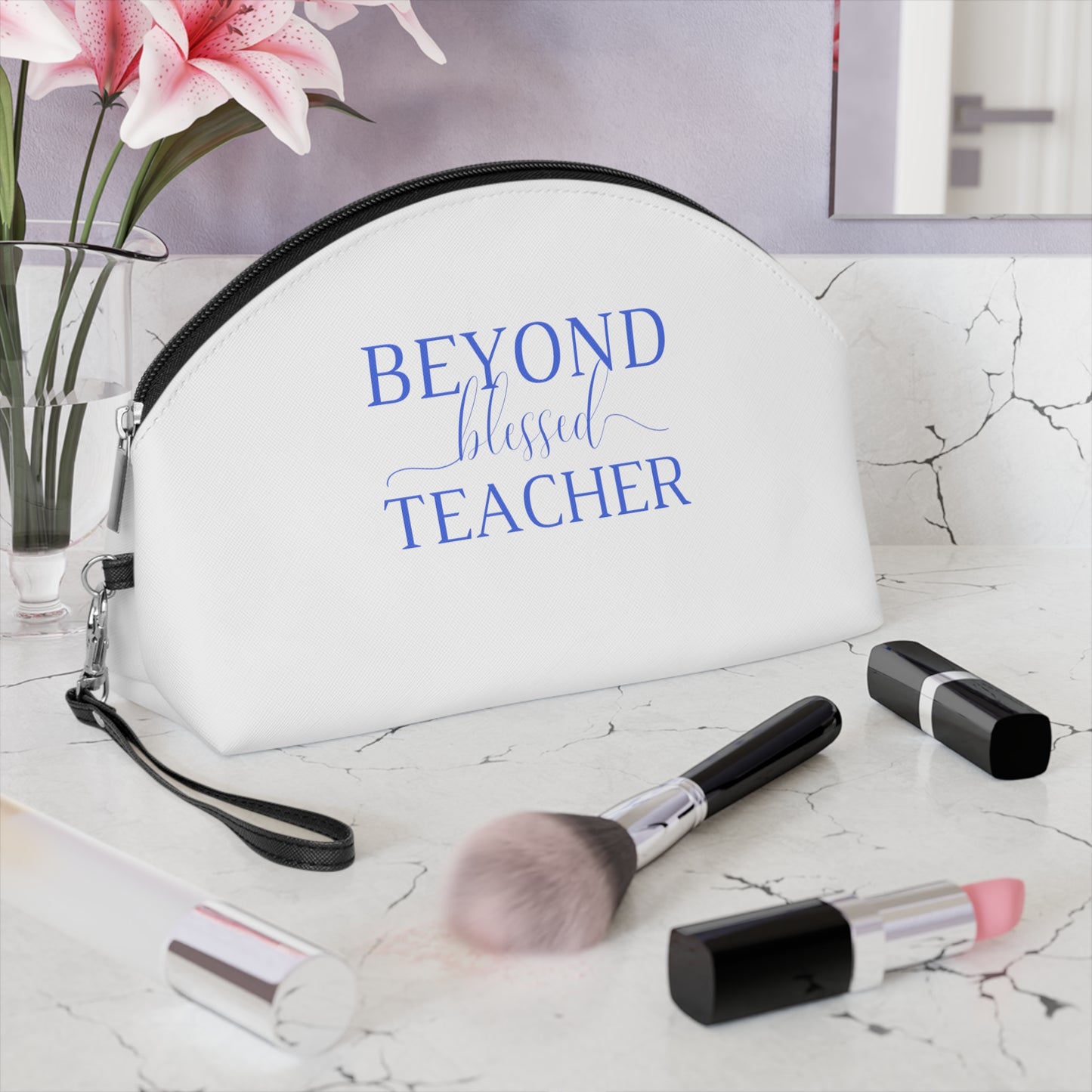 Beyond Blessed Teacher - Makeup Bag - Royal Blue