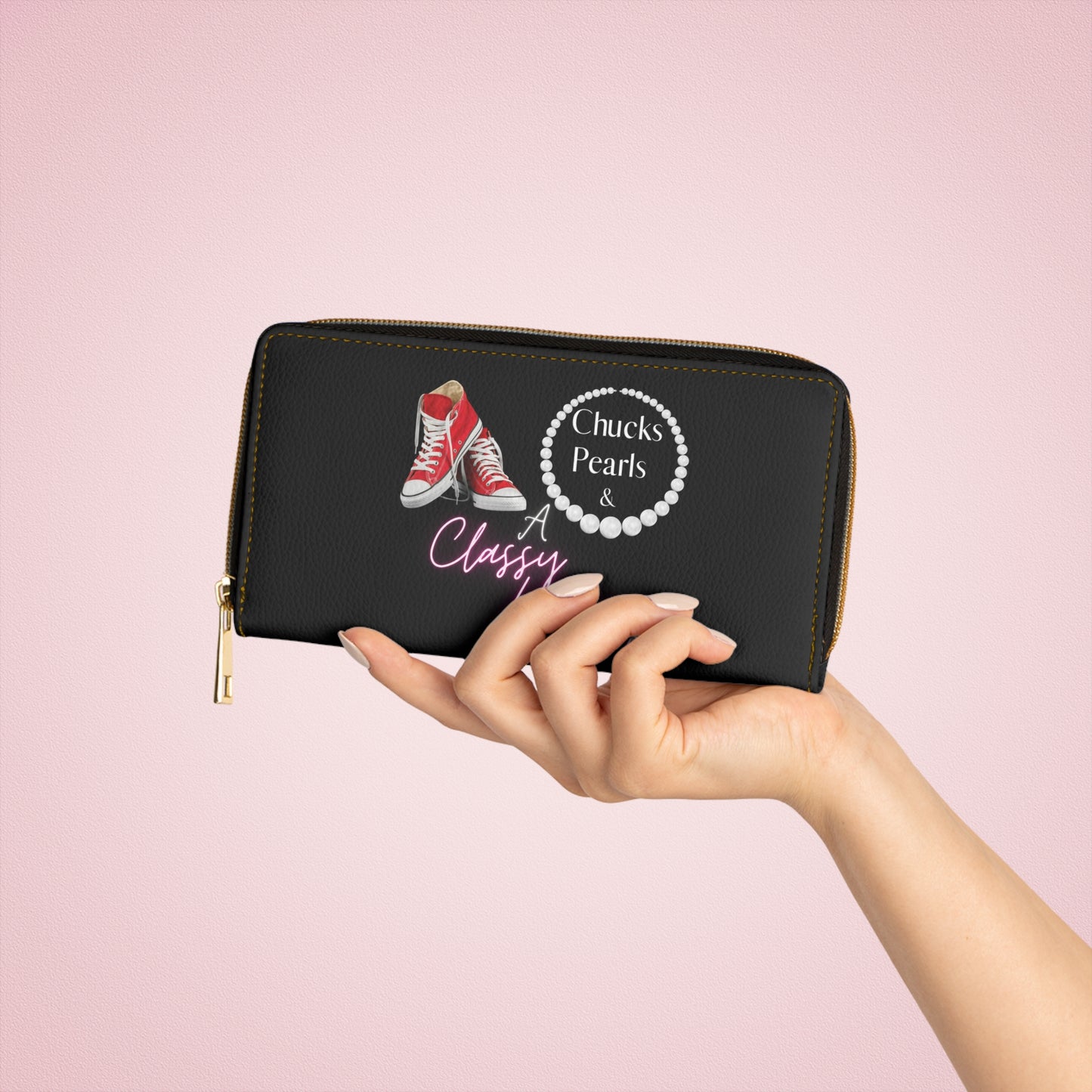 "Chucks, Pearls, and a Classy Nanny" Zipper Wallet