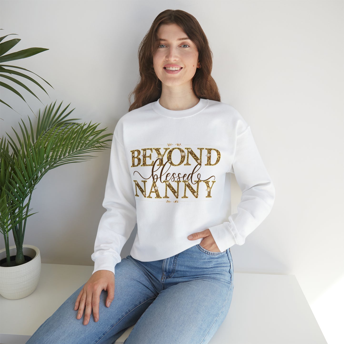 Beyond Blessed Nanny - Brown - Crewneck Sweatshirt