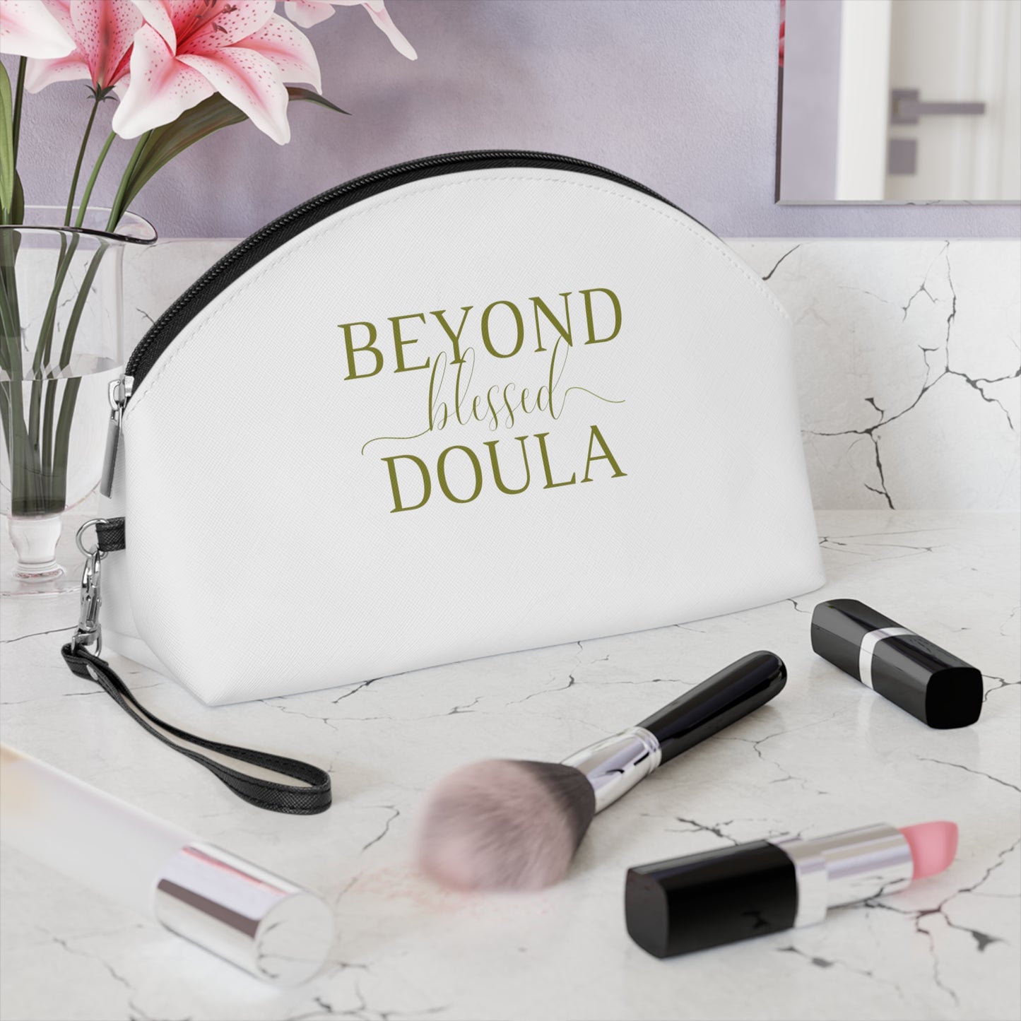 Beyond Blessed Doula - Makeup Bag - Olive Green