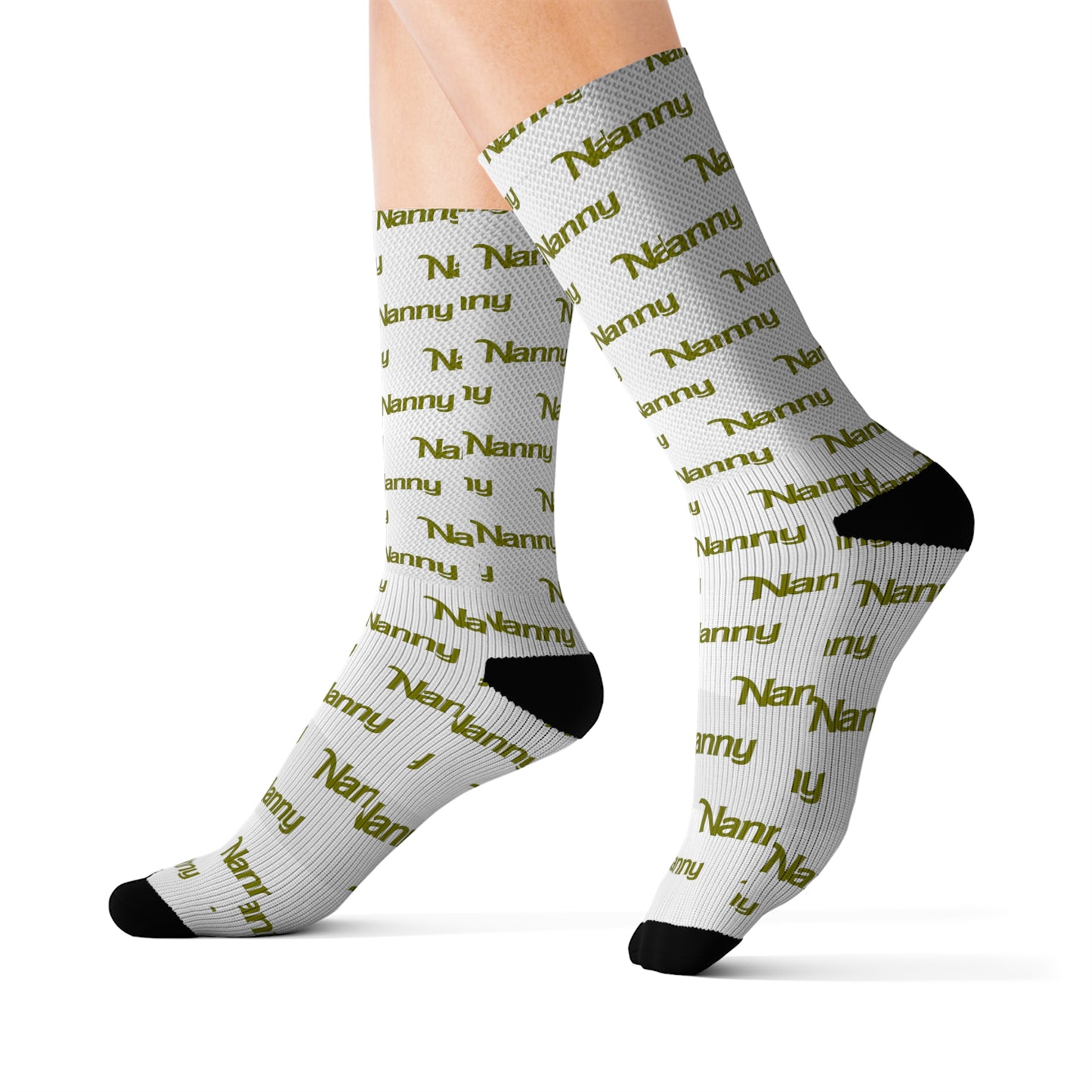 Nanny - Allover Print Socks - Olive Green
