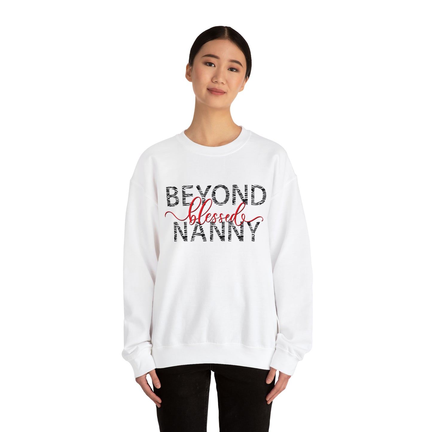 Beyond Blessed Nanny - Zebra Print - Crewneck Sweatshirt