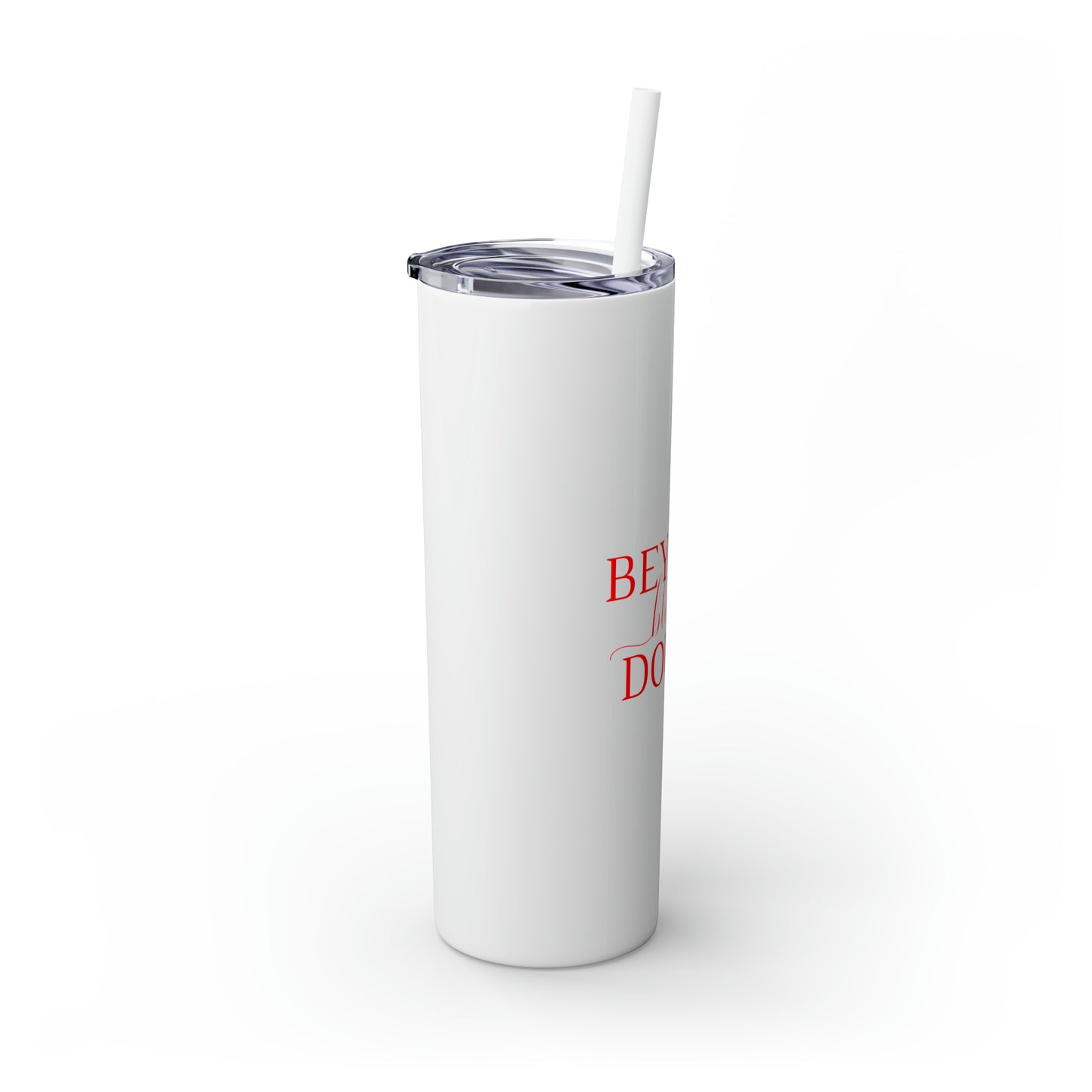 Beyond Blessed Doula - Plain Skinny Tumbler with Straw, 20oz - Red