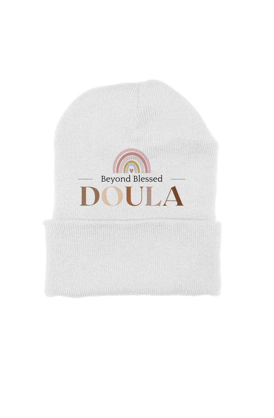 Beyond Blessed Doula - White Knit Beanie