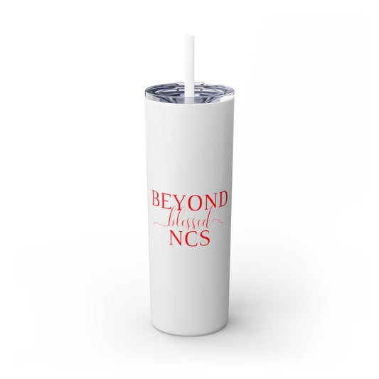 Beyond Blessed NCS - Plain Skinny Tumbler with Straw, 20oz - Red