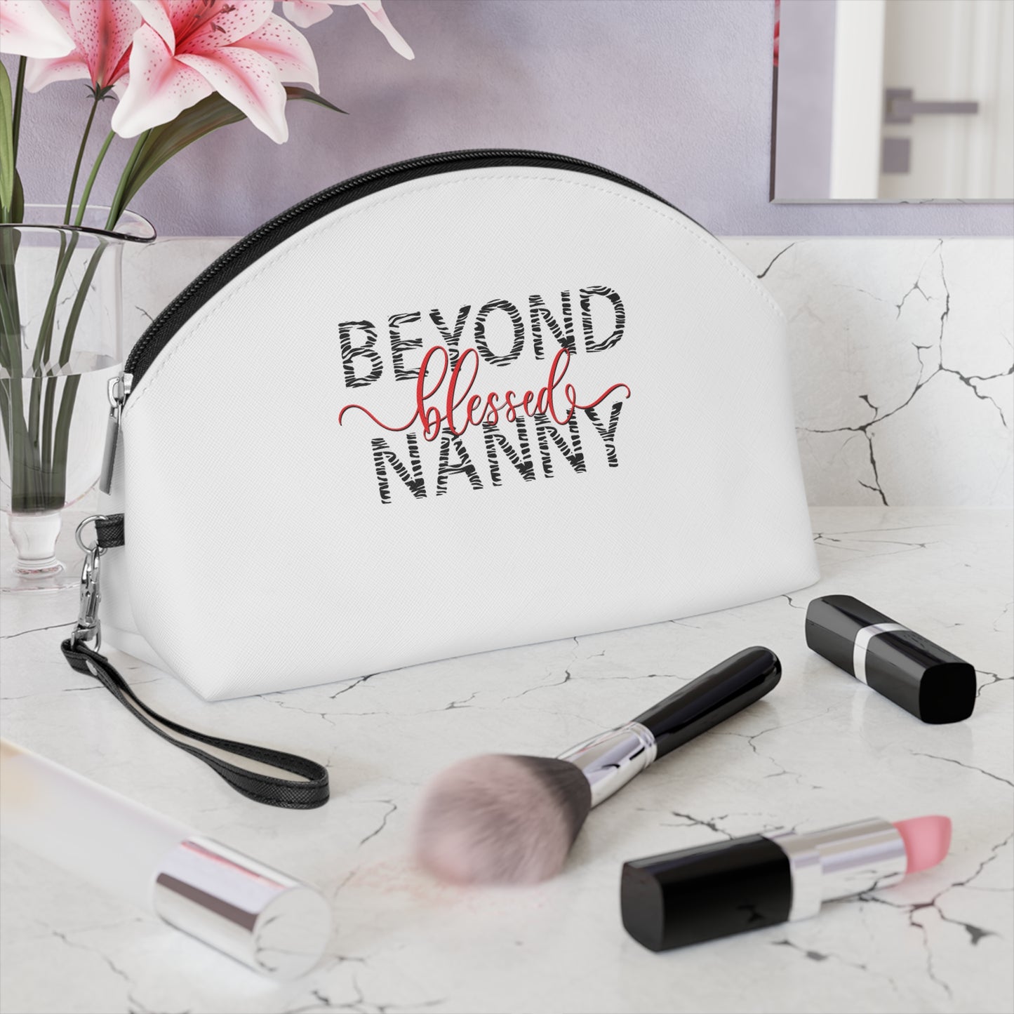 Beyond Blessed Nanny - Zebra Print - Makeup Bag