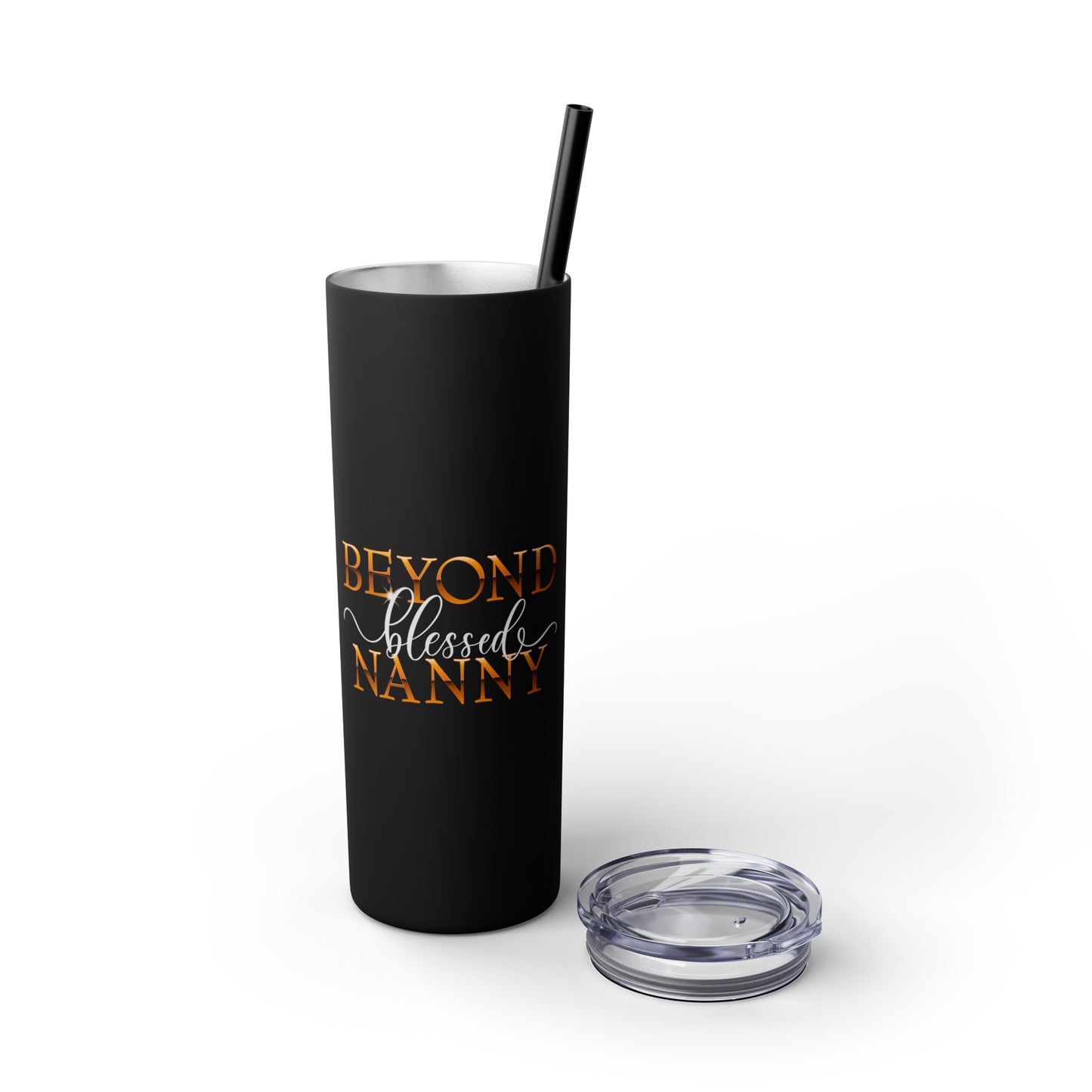 Beyond Blessed Nanny - White - Skinny Tumbler with Straw, 20oz